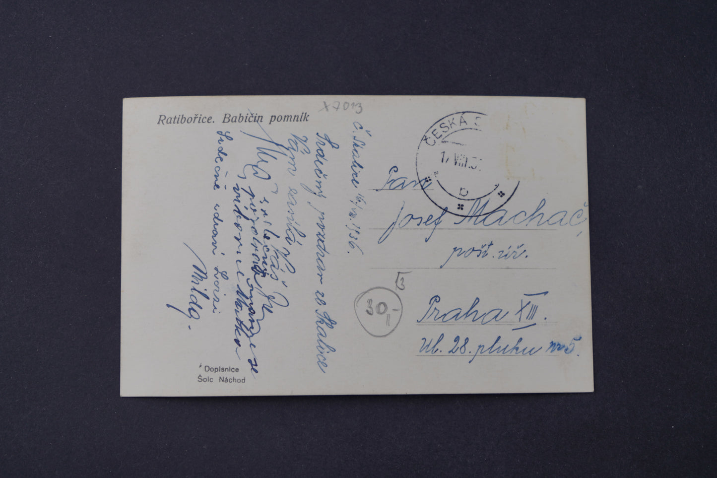 Pohlednice Ratibořice Babčin pomník (x7013)