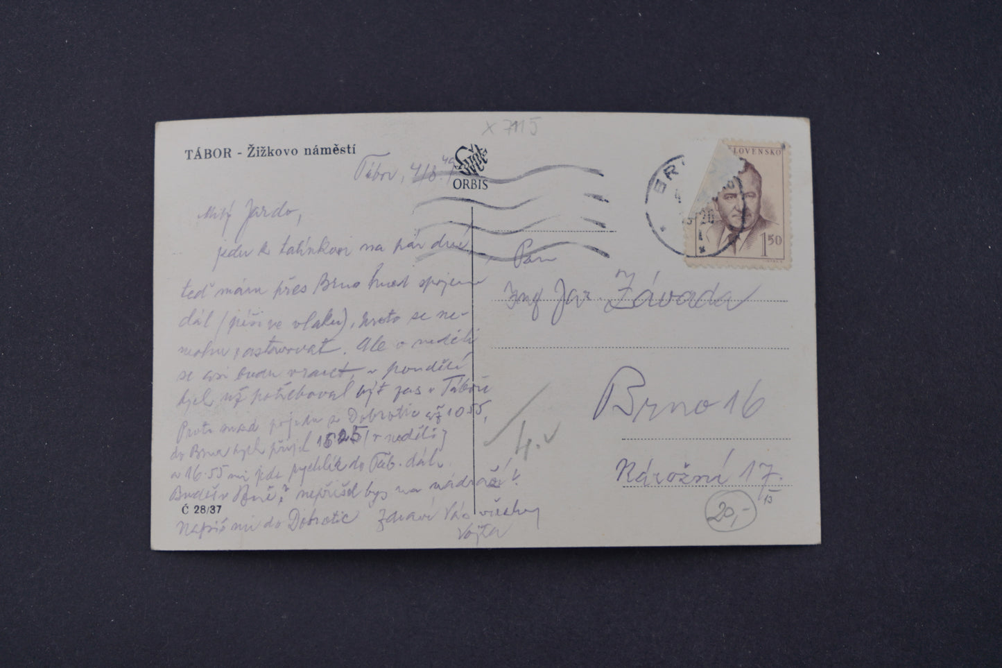 Pohlednice Tábor - Žižkovo náměstí (x7115)