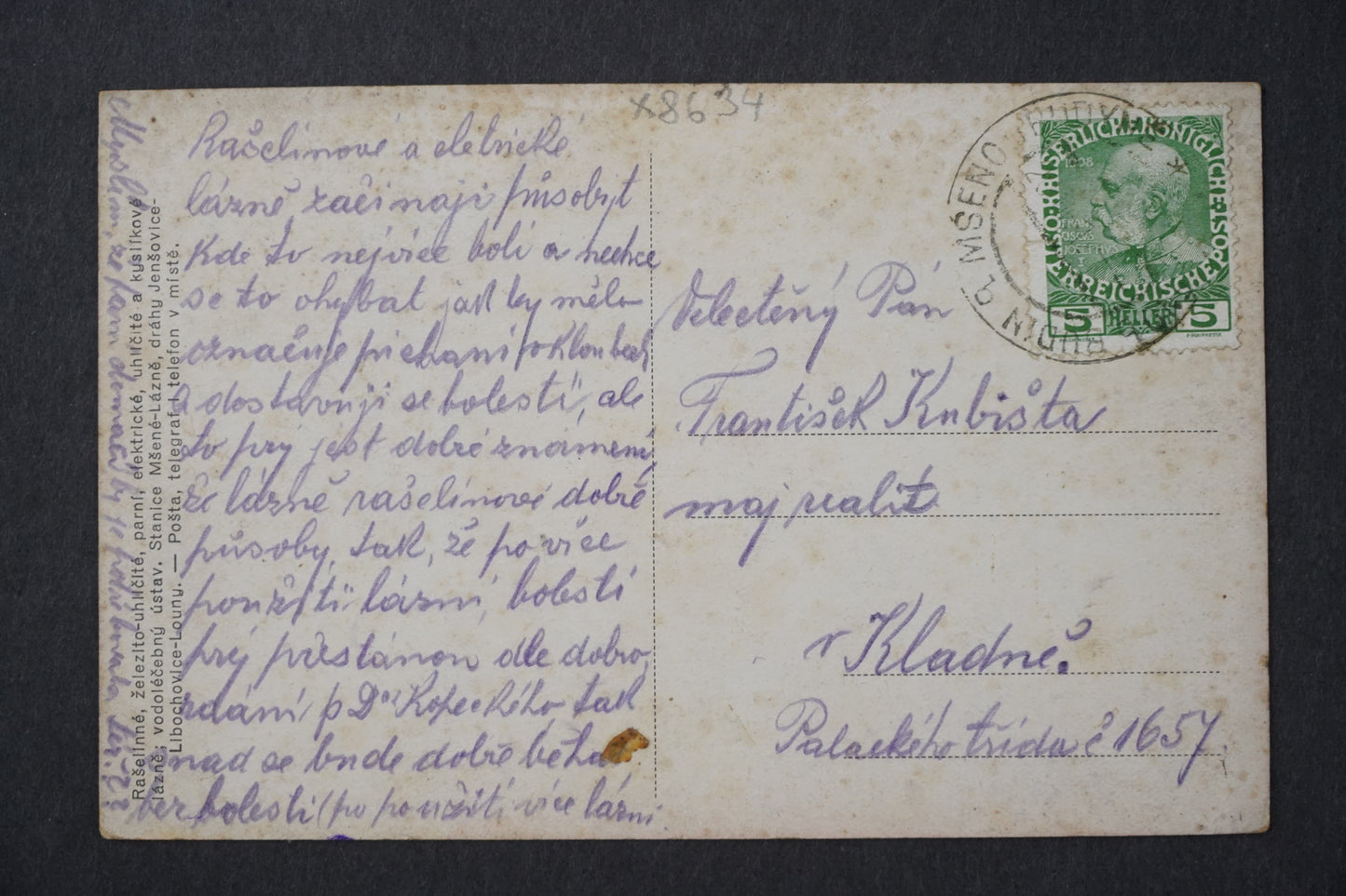 Pohlednice Lázně Mšené Velká aleje x8634