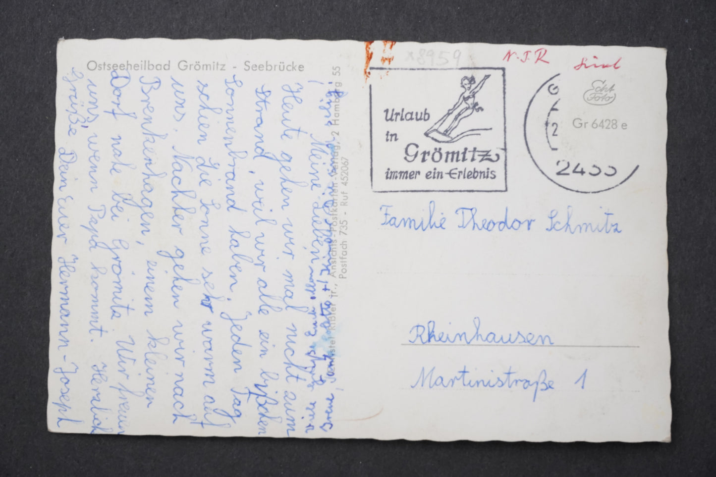 Postcard OSTSEEHEILBAD Grömitz Seebrücke x8959