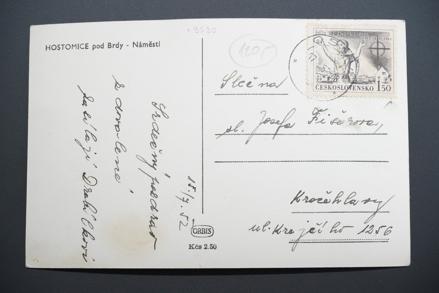 Pohlednice HOSTOMICE POD BRDY NÁMĚSTÍ (x9530)