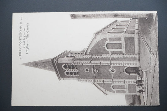 Pohlednice Billy-Montigny – kostel před válkou (x9731)