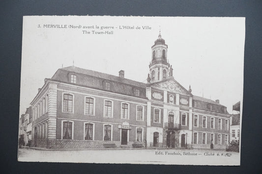 Pohlednice Merville – radnice před válkou (x9746)