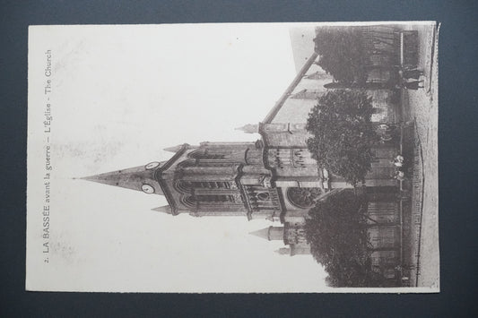 Pohlednice La Bassée – kostel před válkou (x9751)