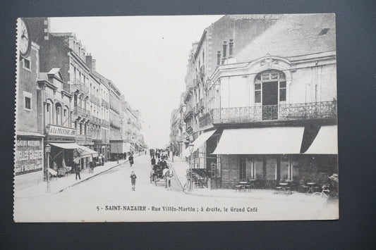 Pohlednice St-Nazaire – ul. Villes-Martin, Grand Café (x9795)