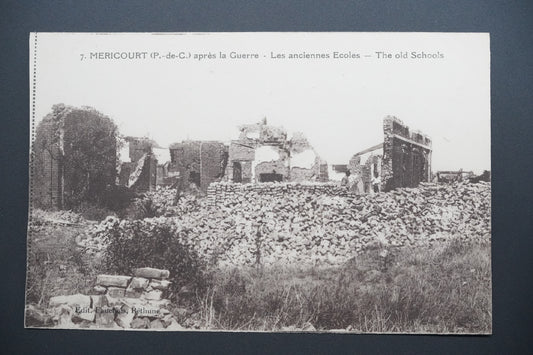 Pohlednice Méricourt – staré školy po válce (x9819)