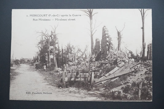 Pohlednice Méricourt – Rue Mirabeau po válce (x9820)