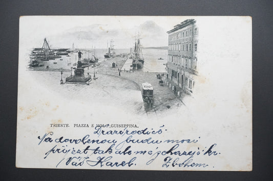 Pohlednice TRIESTE. PIAZZA E MOLO GUISEPPINA. (x9835)