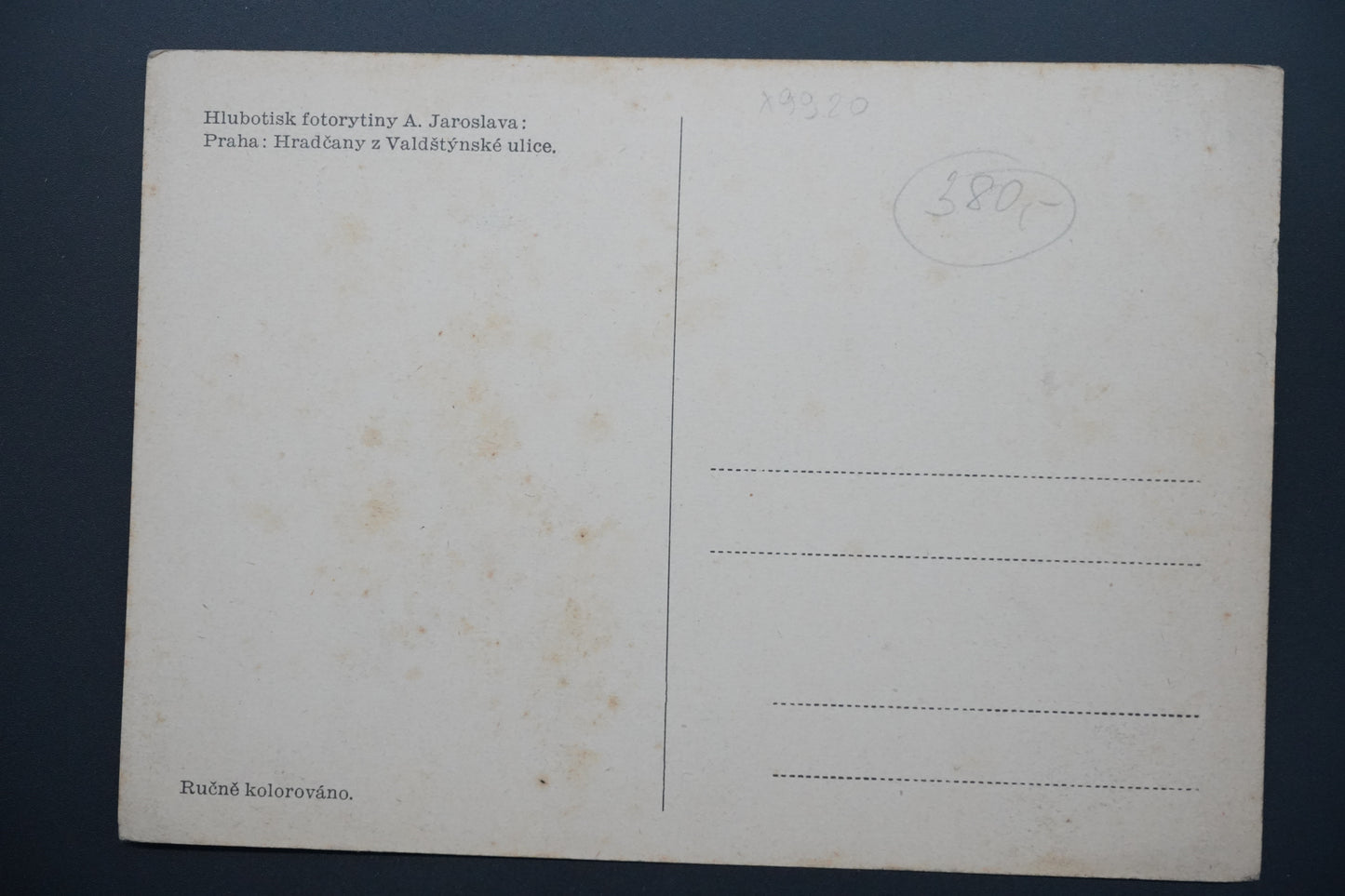 Pohlednice Hradčany z Valdštejnské ul., A. Jaroslav (x9920)