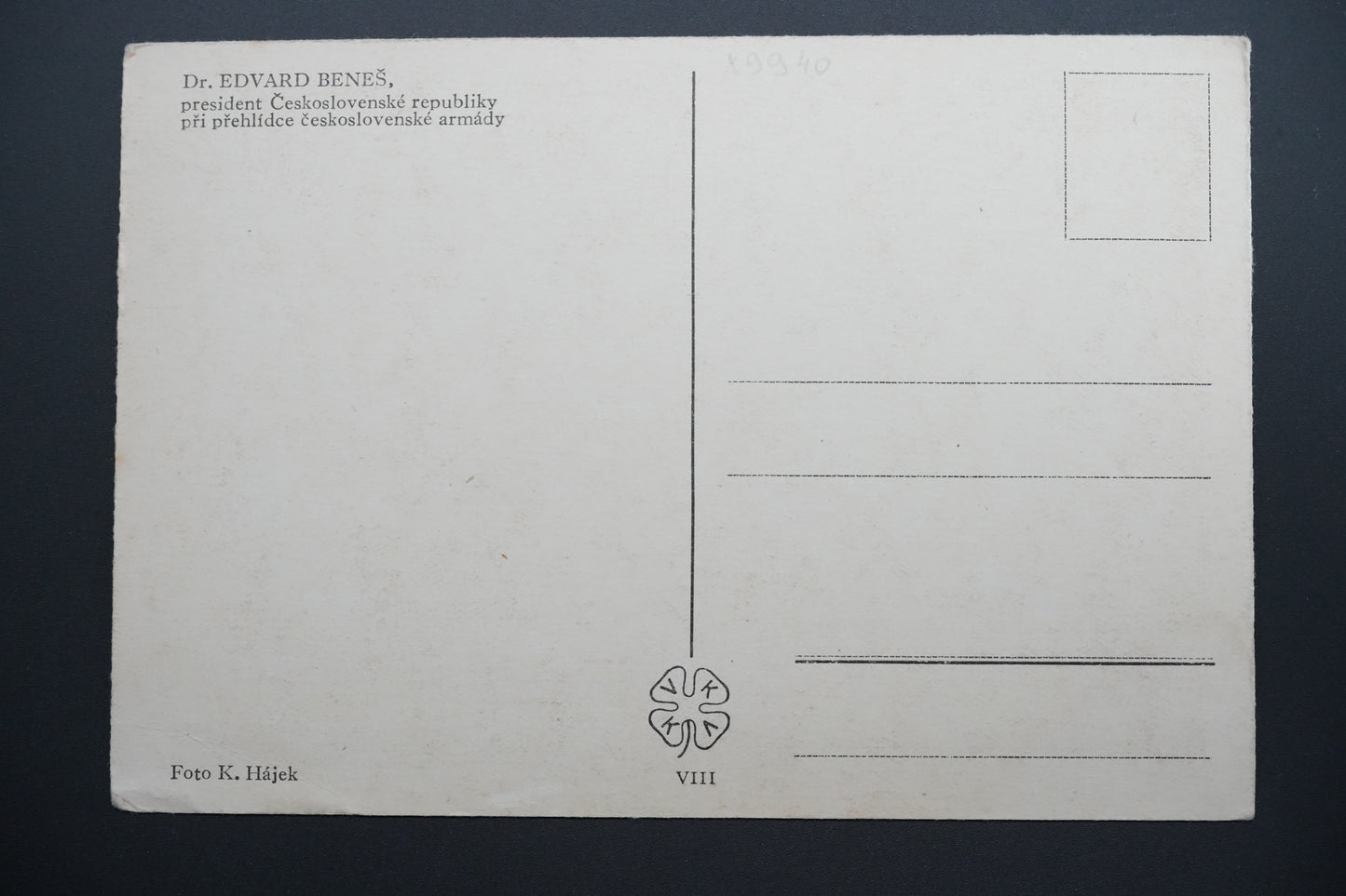Pohlednice Dr. Beneš – přehlídka armády (x9940)