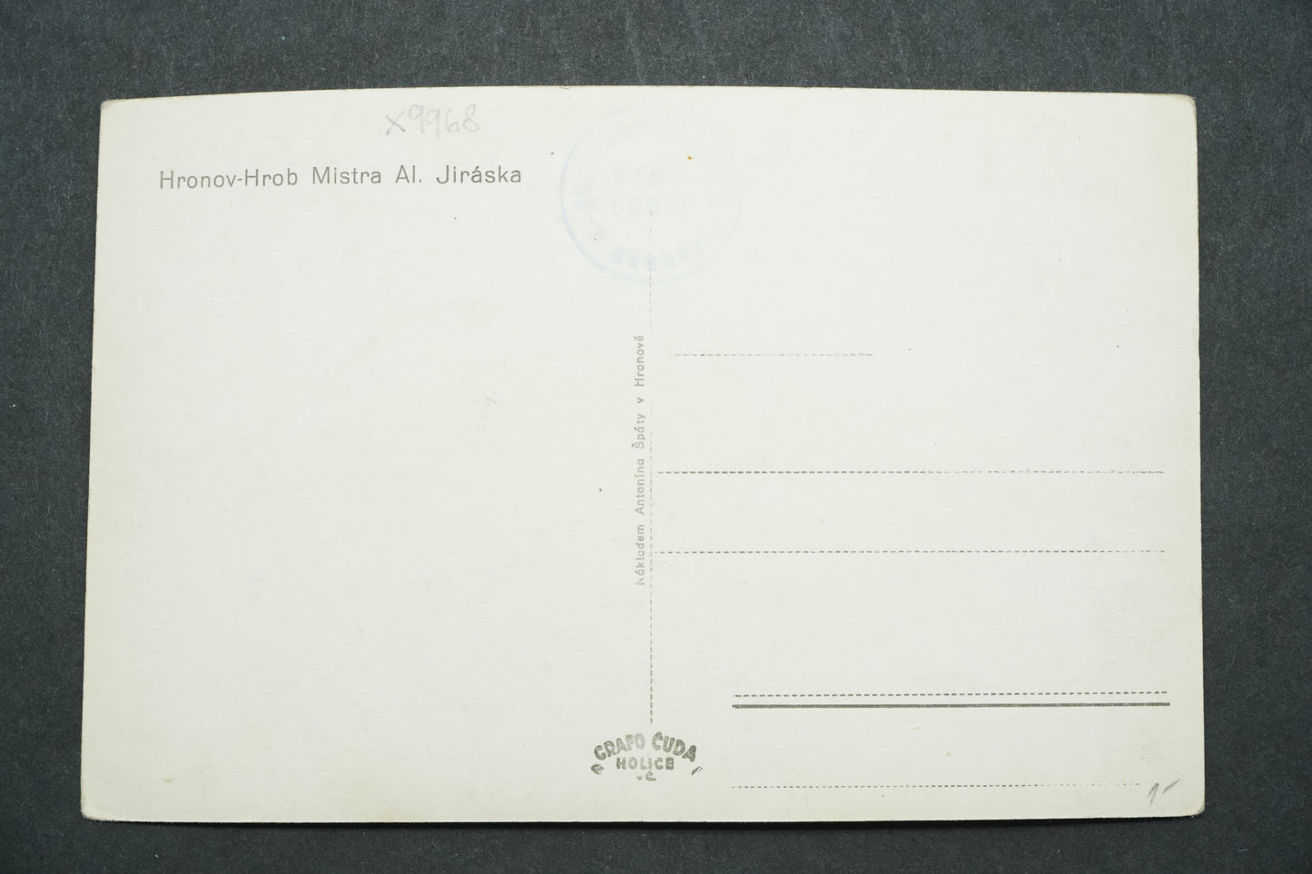 Postcard Hronov GRAVE OF AL. JIRÁSKA x9968