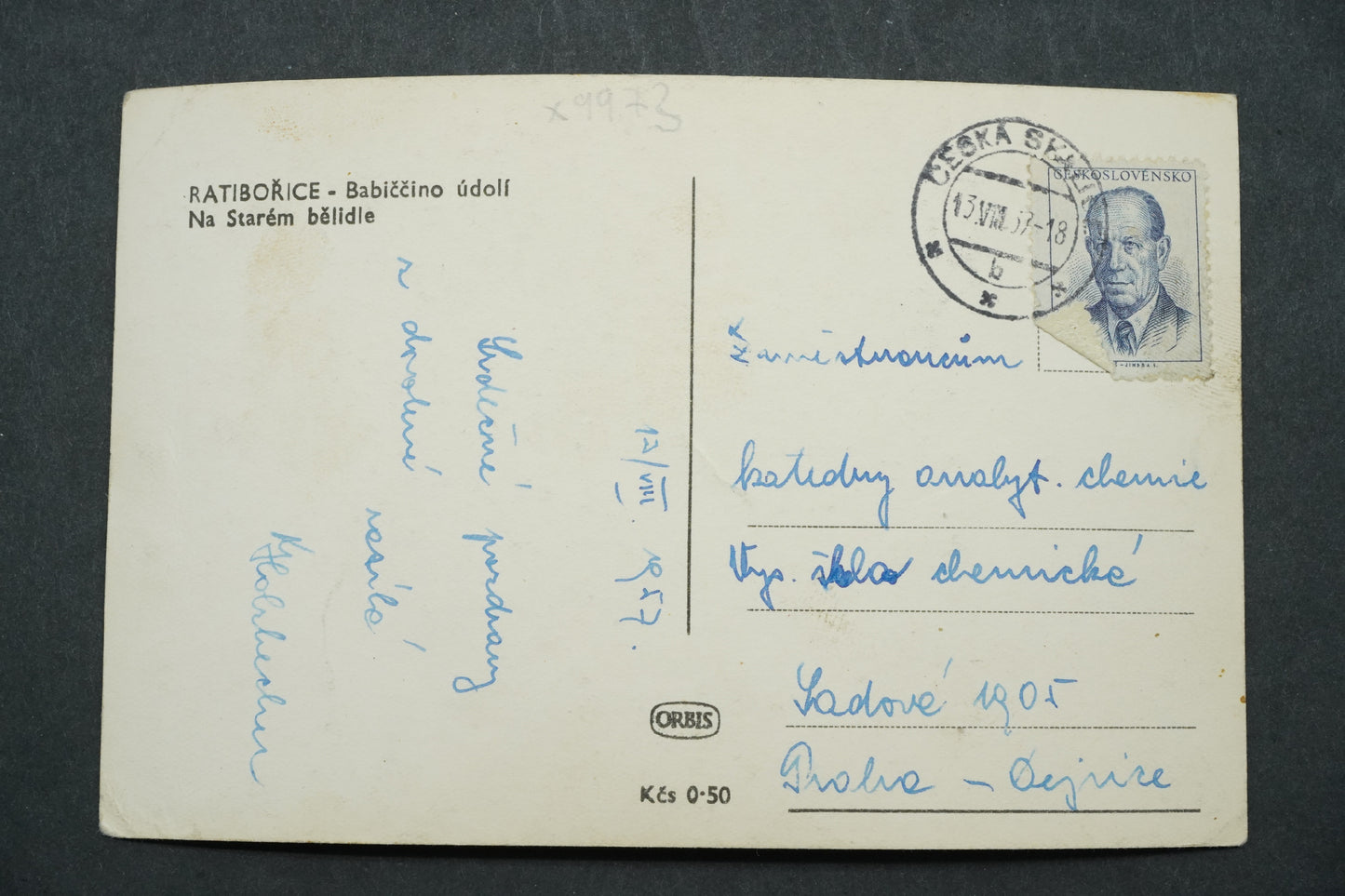 Pohlednice RATIBOŘICE BABIČINO ÚDOLÍ NA SVTARÉM BĚLIDLE x9973