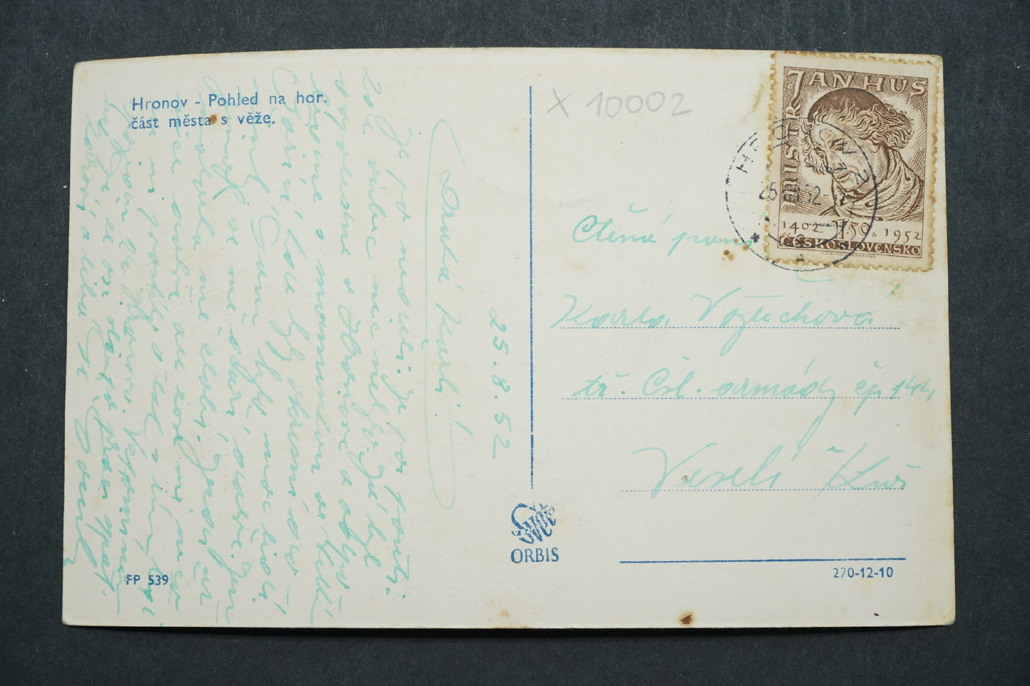 Pohlednice Hronov - Pohled na hor. část města s věže x10002