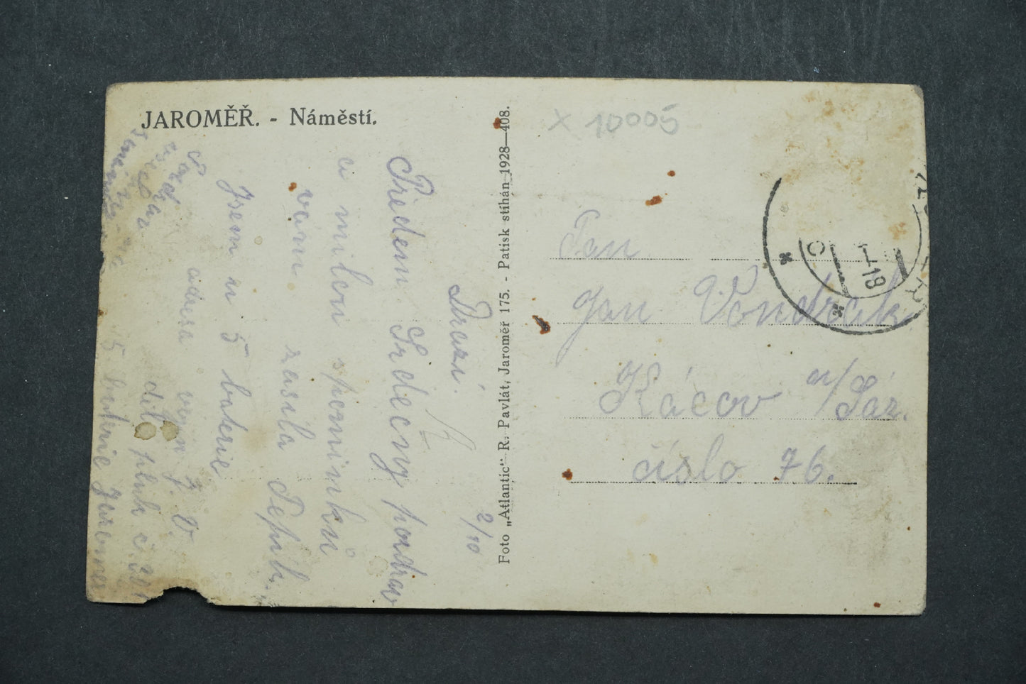 Postcard Jaroměř - square x10005