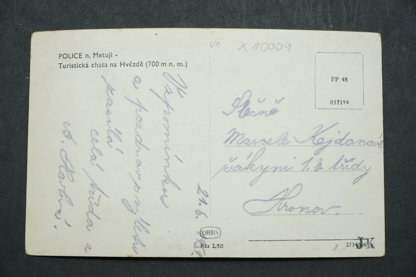 Postcard Police n. Metují Tourist cottage on Hvězda x10009