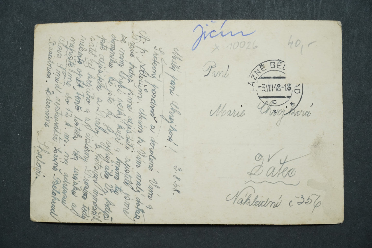 Pohlednice Lazně Bělohrad x10026