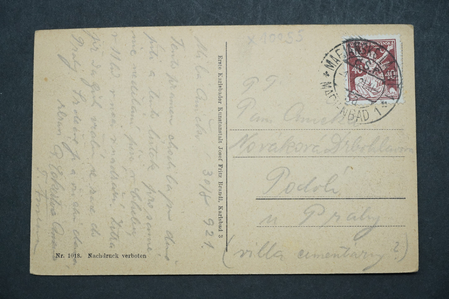 Postcard Marienbad Kreuybrunnen x10055