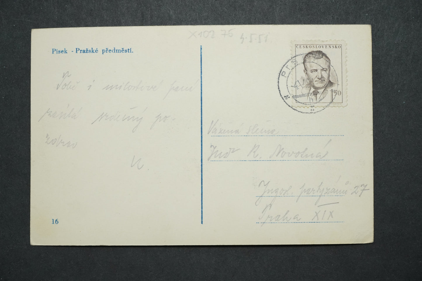 Postcard Písek - Prague suburbs x10275