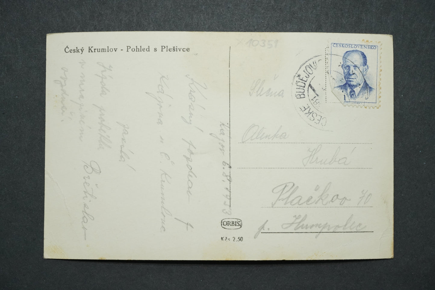 Pohlednice Český Krumlov - pohled s Plešovice x10351