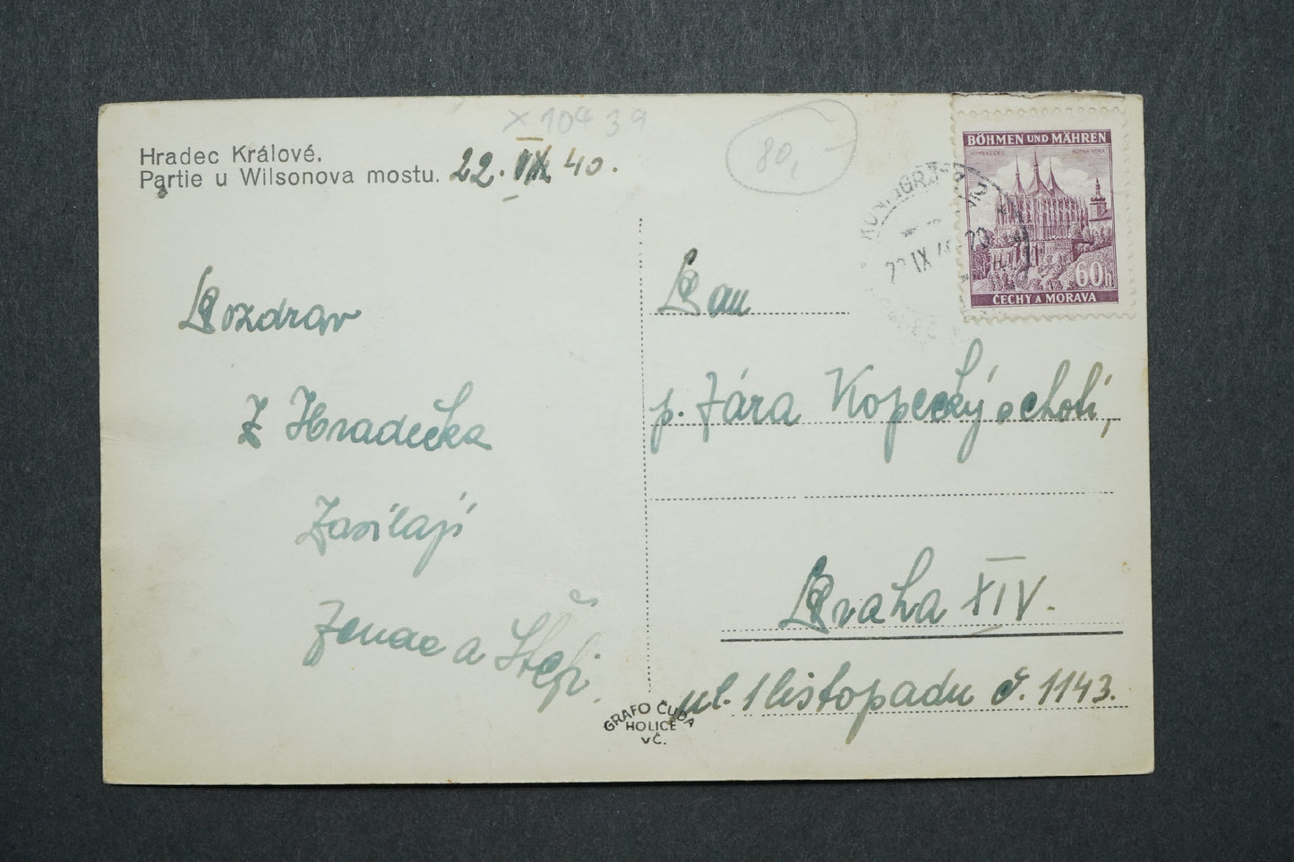 Pohlednice Hradec Králové Partie u Wilsonova mostu x10439