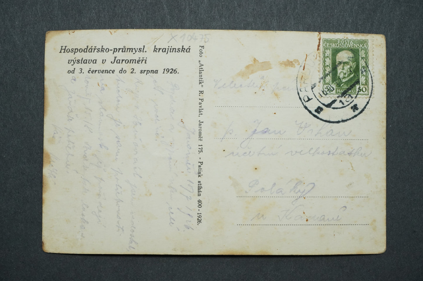 Postcard Jaroměř Economic and industrial landscape exhibition x10475