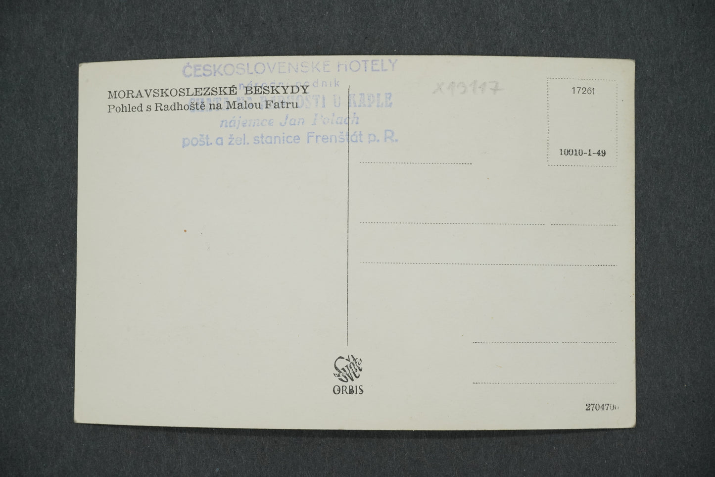 Postcard MORAVIAN-SILECIAN BESKY MOUNTAINS WITH RADHOŠTE ON THE MALA FATRA (x13117)