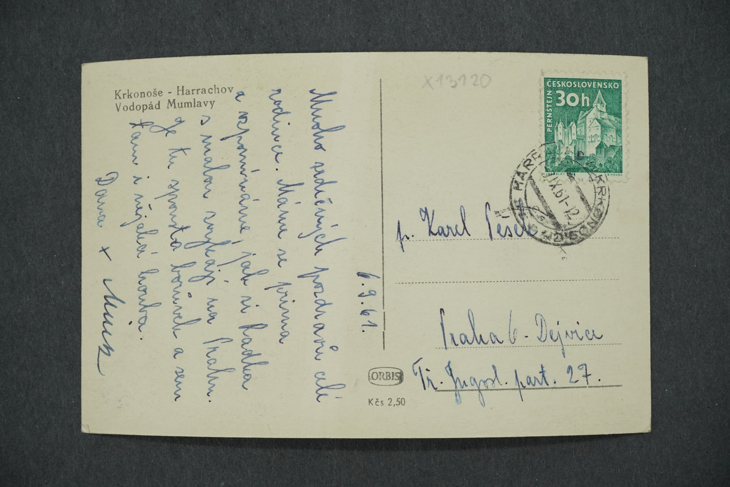 Postcard KRKONOSE MOUNTAINS HARRACHOV MUMLAVY WATERFALL (x13120)