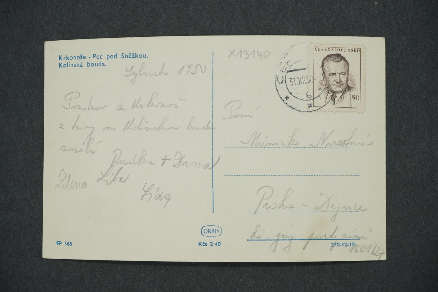 Pohlednice KRKONOŠE . PECC POD SNĚŽKOU KOLÍNSKÁ BOUDA (x13140)