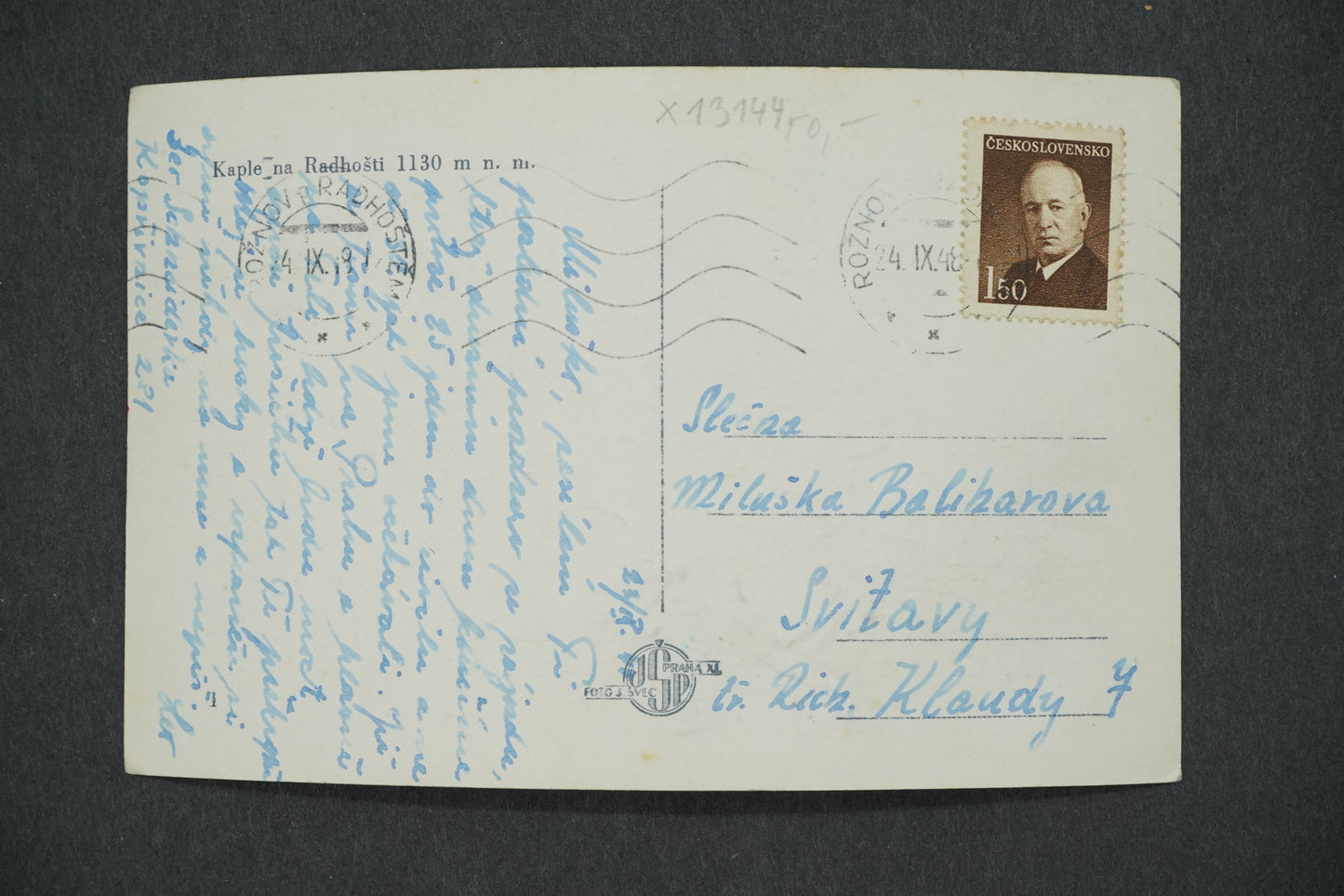 Pohlednice KAPLE NA RADHOŠTI 1130 M. N. M. (x13144)