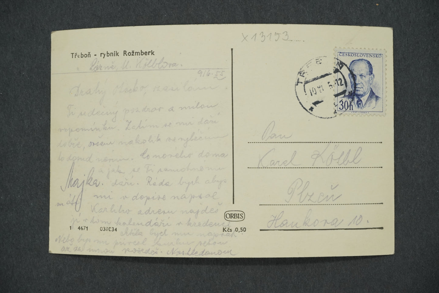 Pohlednice TŘEBOŇ - RYBNÍK ROŽMBERK (x13153)