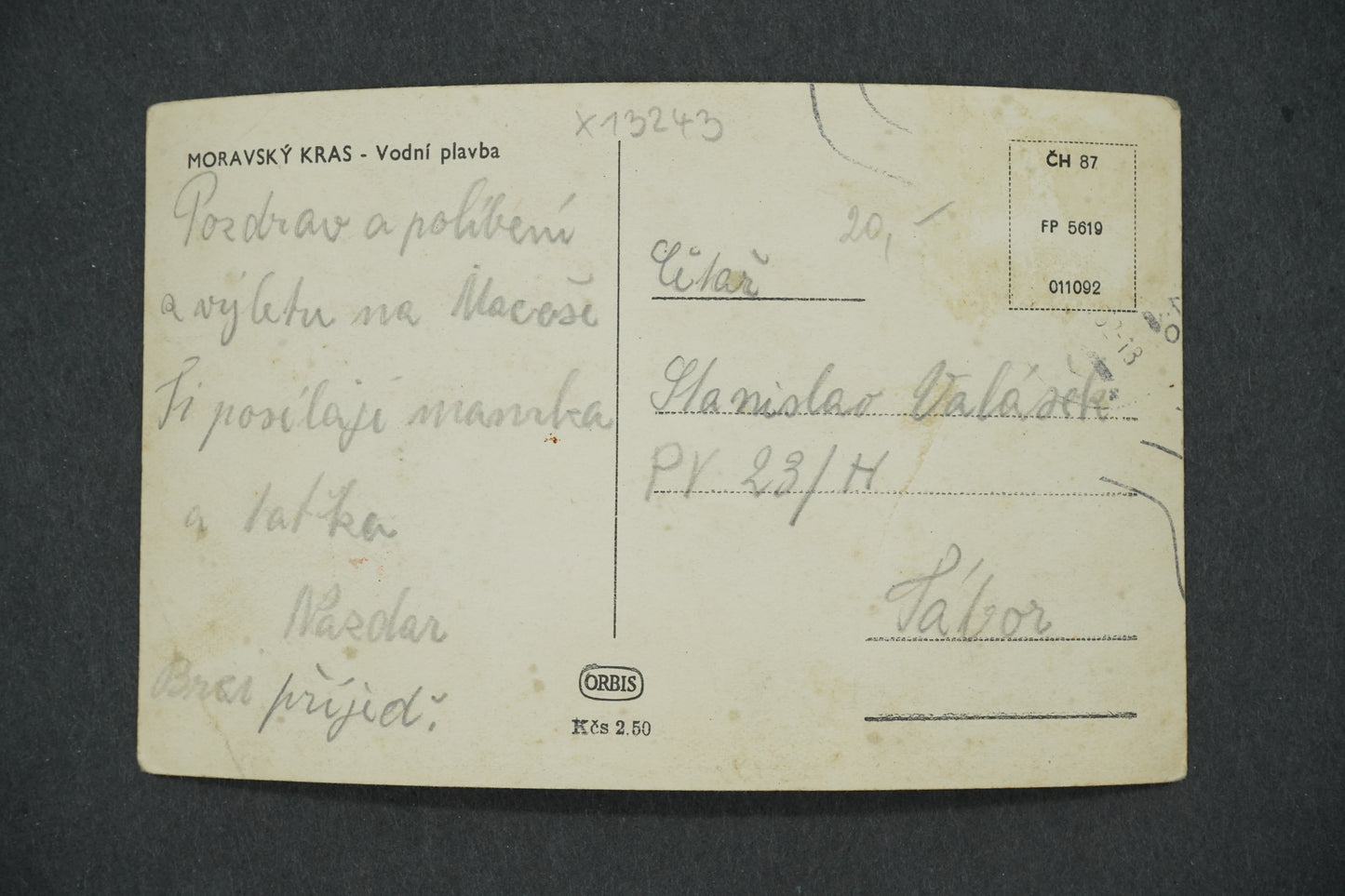 Postcard MORAVIAN KARST - WATER CRUISE (x13243)