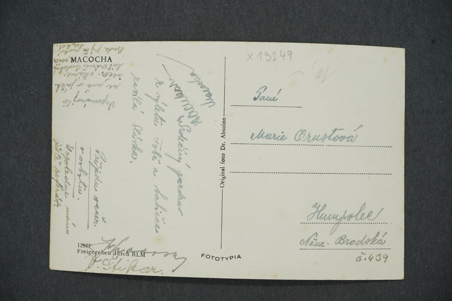 Postcard MACOCHA 138 M (x13249)