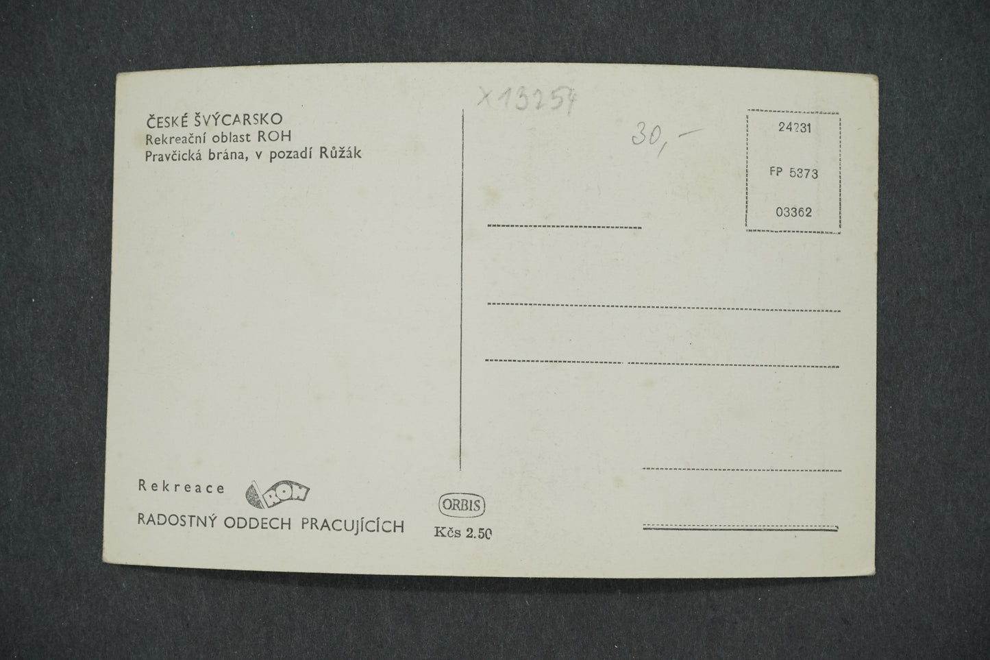 Postcard BOHEMIAN SWITZERLAND RECREATIONAL AREA ROH (x13254)