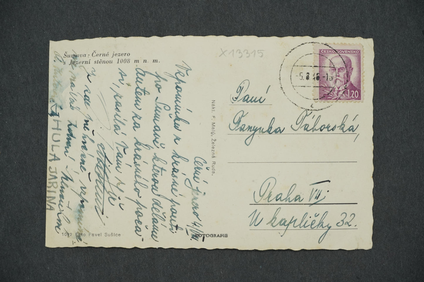 Pohlednice ŠUMAVA ČERNÉ JEZERO S JEZERNÍ STĚNOU 1008 M. N.M (x13315)