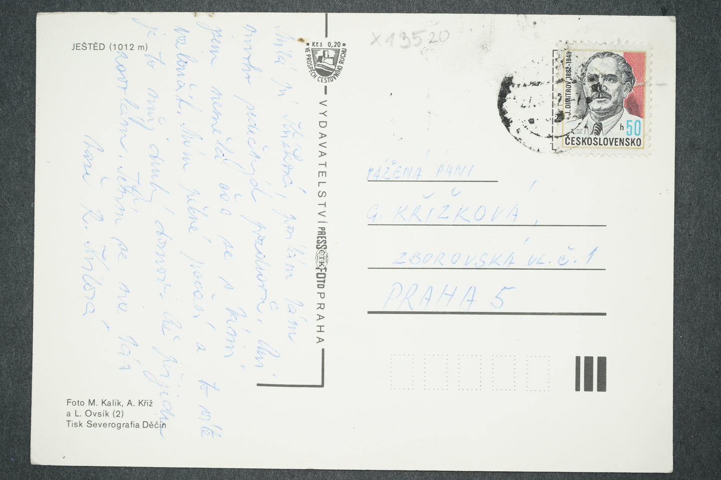 Postcard JEŠTĚD 1010 M (x13520)