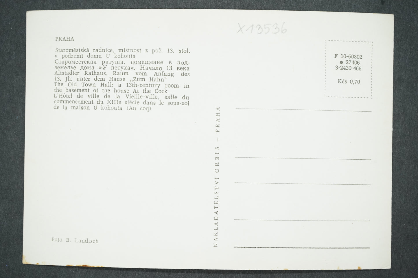 Pohlednice PRAHA STAROMĚSTSKÁ RADNICE (x13536)