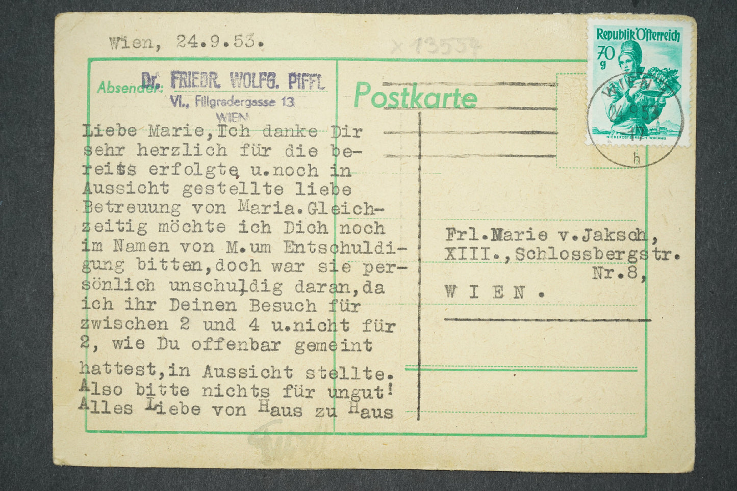 Postcard PRAGUE - WALDSTEINGASSE (x13554)