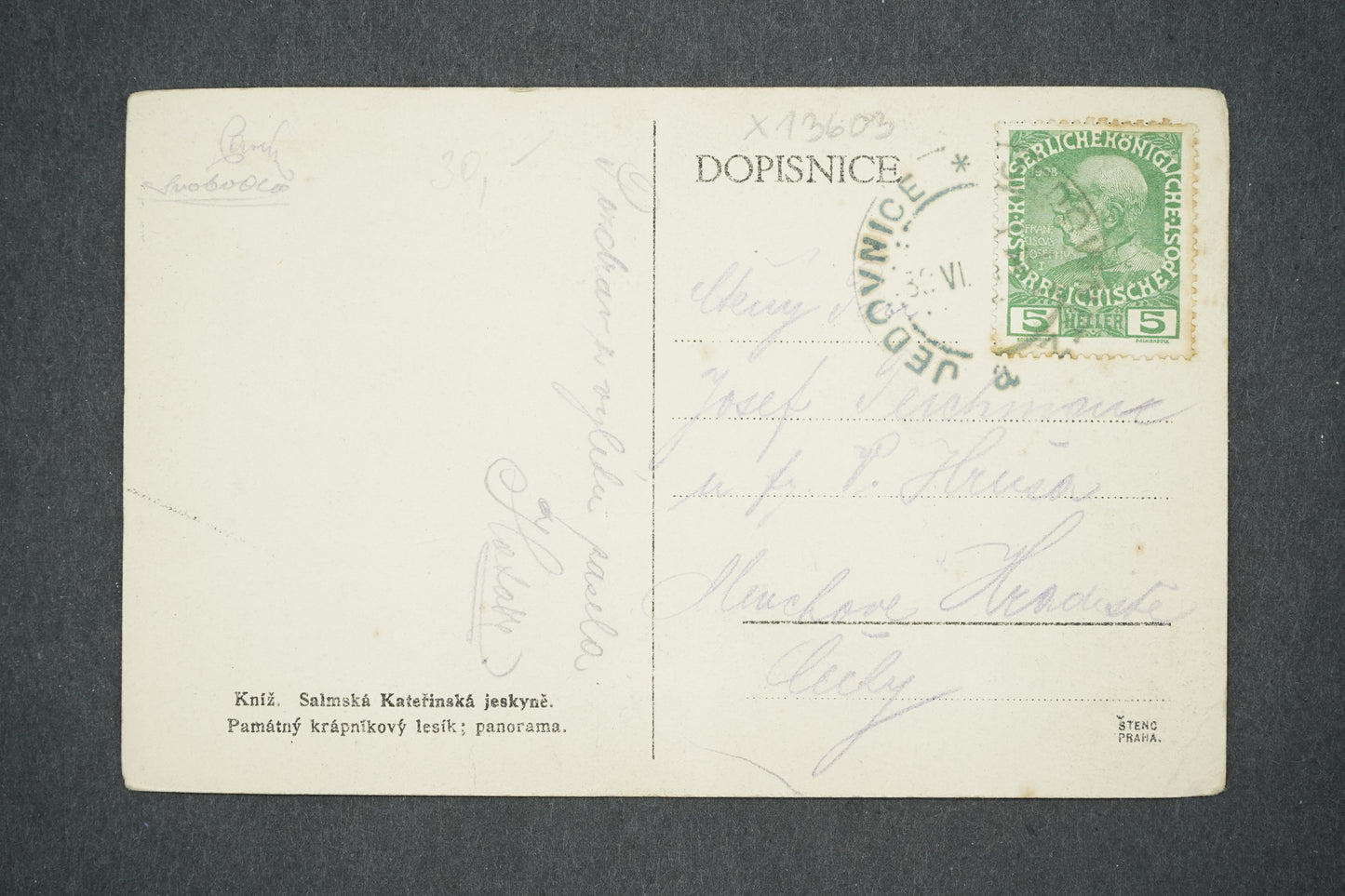 Postcard KATEŘINSKÁ CAVE (x13603)