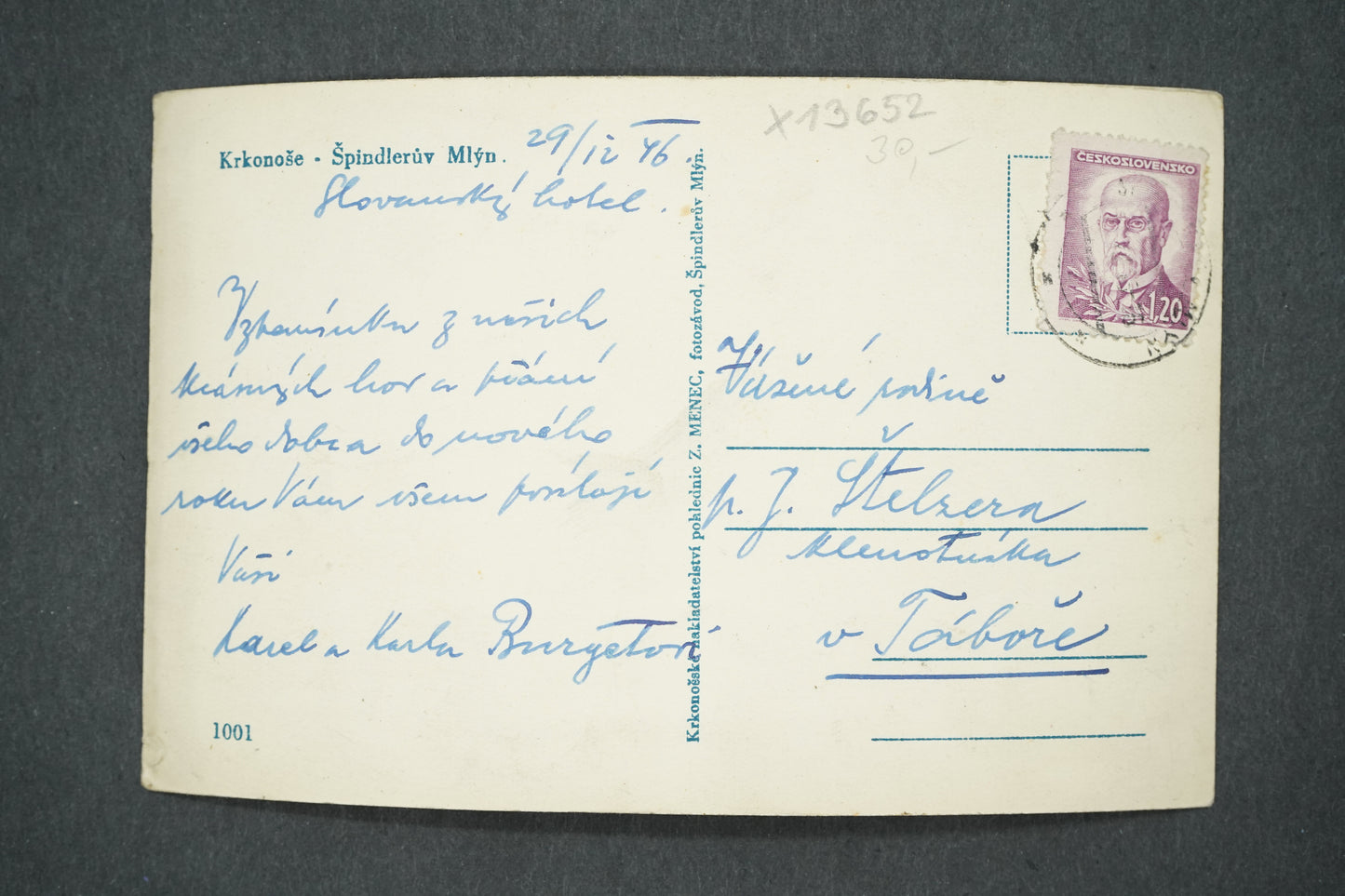Postcard KRKONOSE - ŠPINDLERŮV MLÝN (x13652)