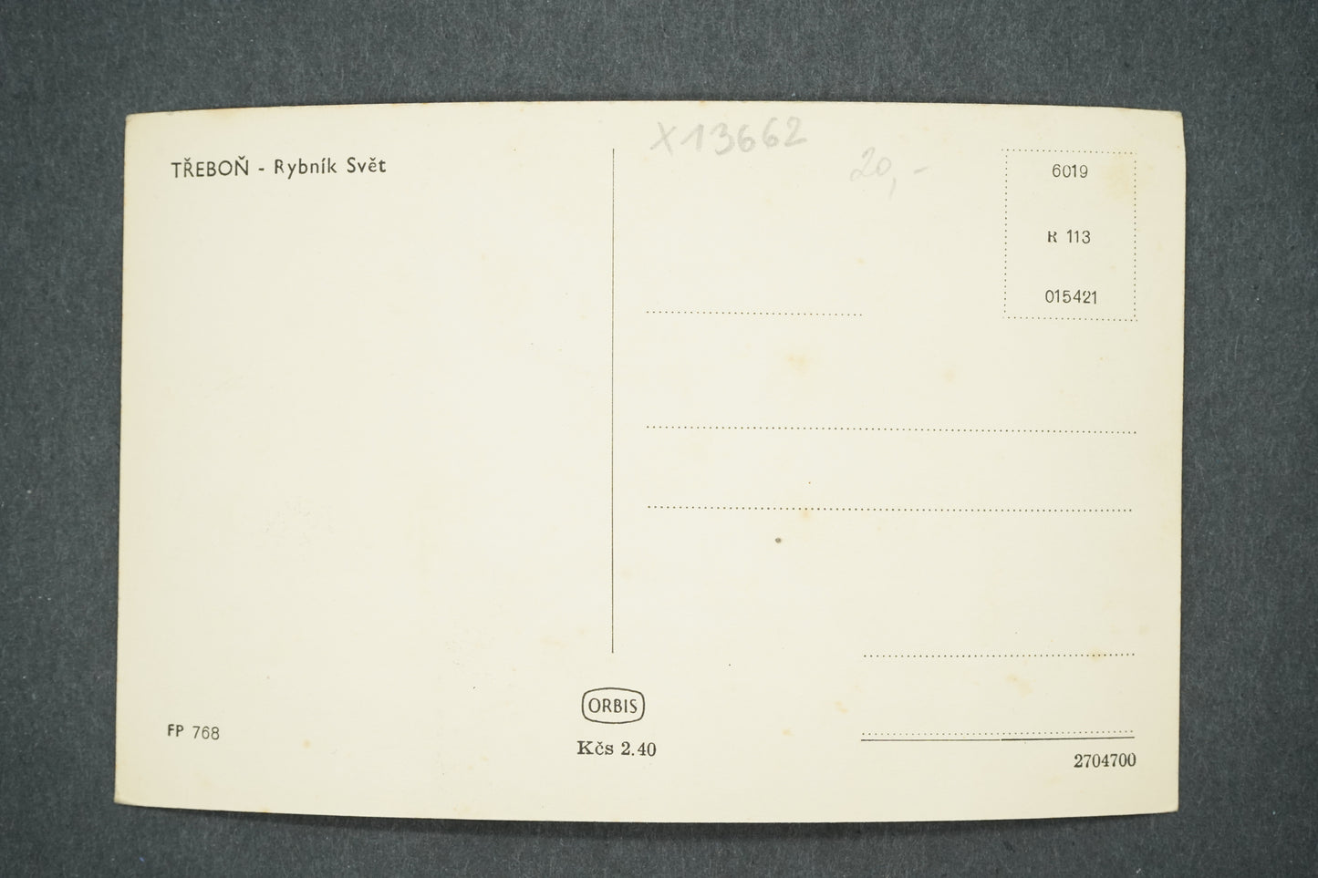 Pohlednice TŘEBOŇ - RYBNÍK SVĚT (x13662)