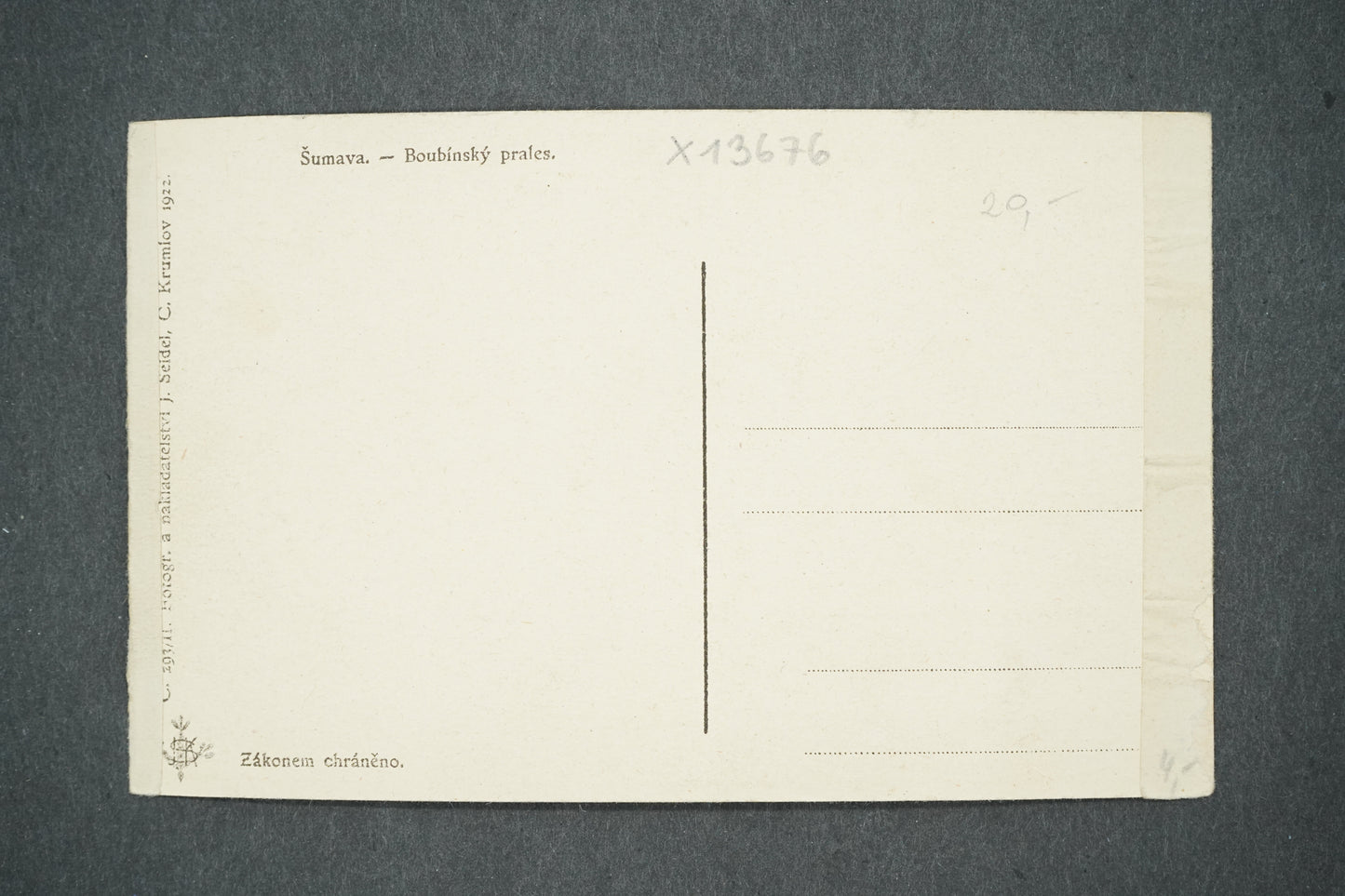 Pohlednice ŠUMAVA - BOUBÍNSKÝ PRALES (x13676)