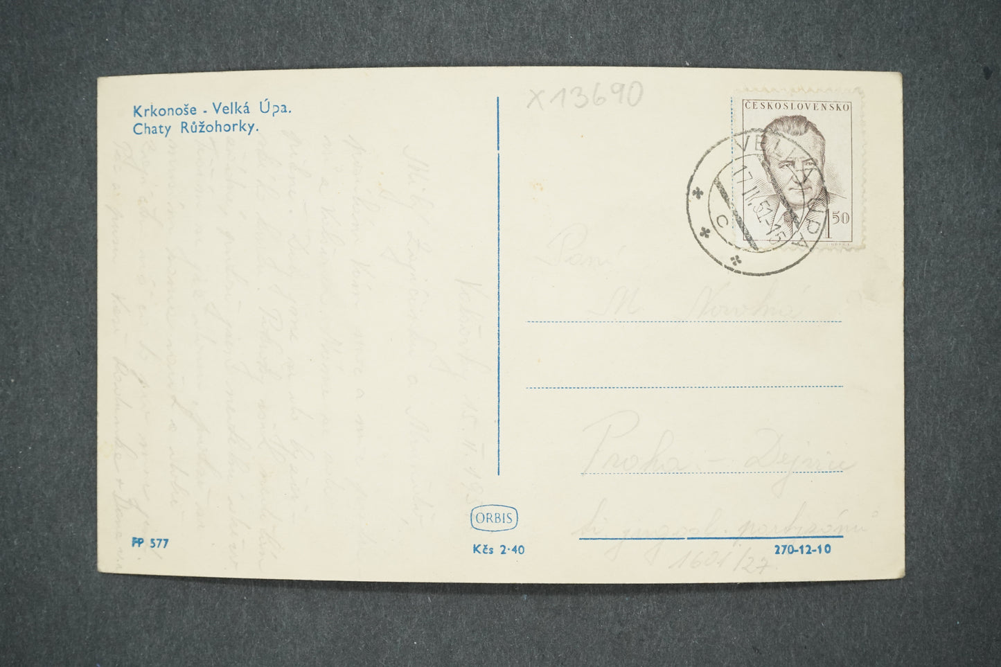 Pohlednice KRKONOŠE - VELKÁ ÚPA CHATY RŮŽOHORKY (x13690)