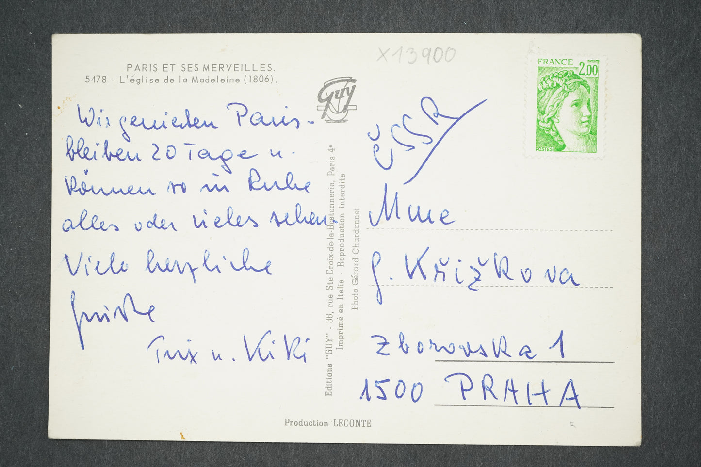 Pohlednice PAŘÍŽ (x13900)