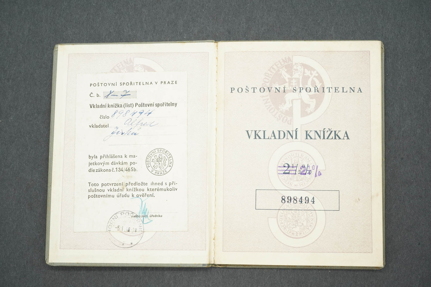 VKLADNÍ KNÍŽKA POŠTOVNÍ SPOŘITELNA (x14913)