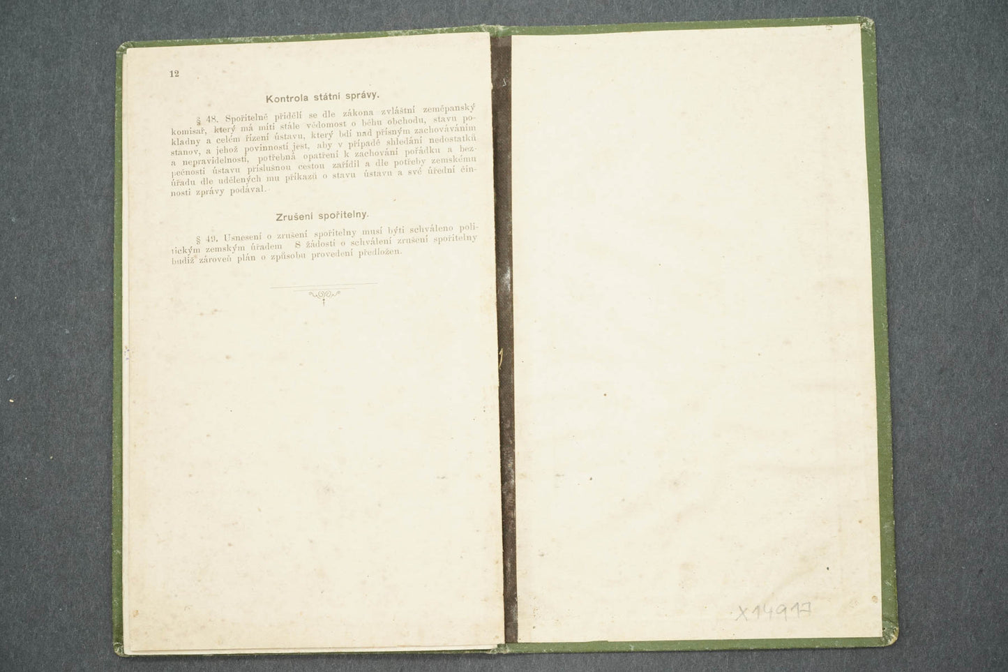VKLADNÍ KNÍŽKA MĚSTSKÉ SPOŘITELNY V RYCHNOVĚ N. K. (x14917)