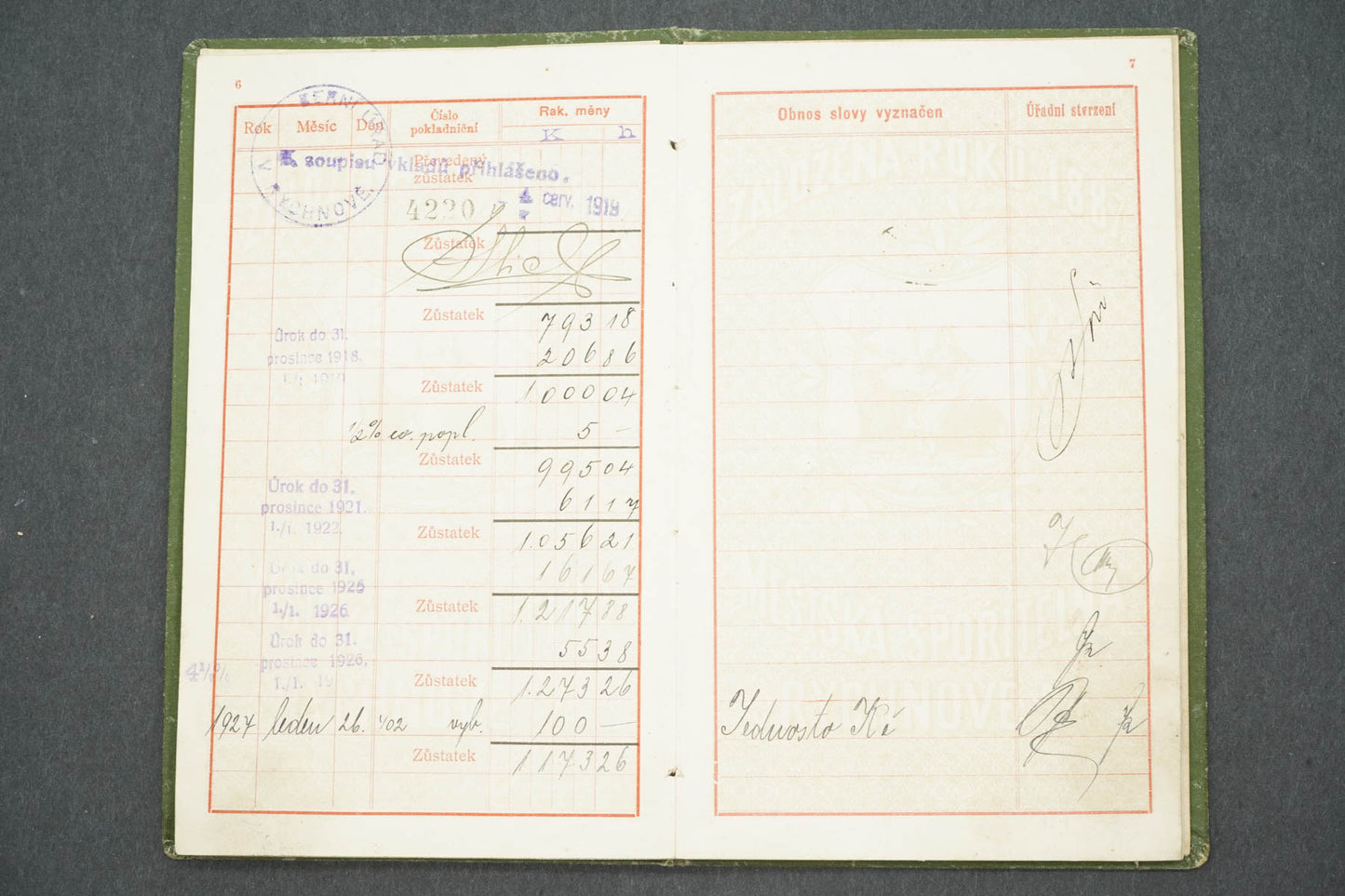 VKLADNÍ KNÍŽKA MĚSTSKÉ SPOŘITELNY V RYCHNOVĚ N. K. (x14917)