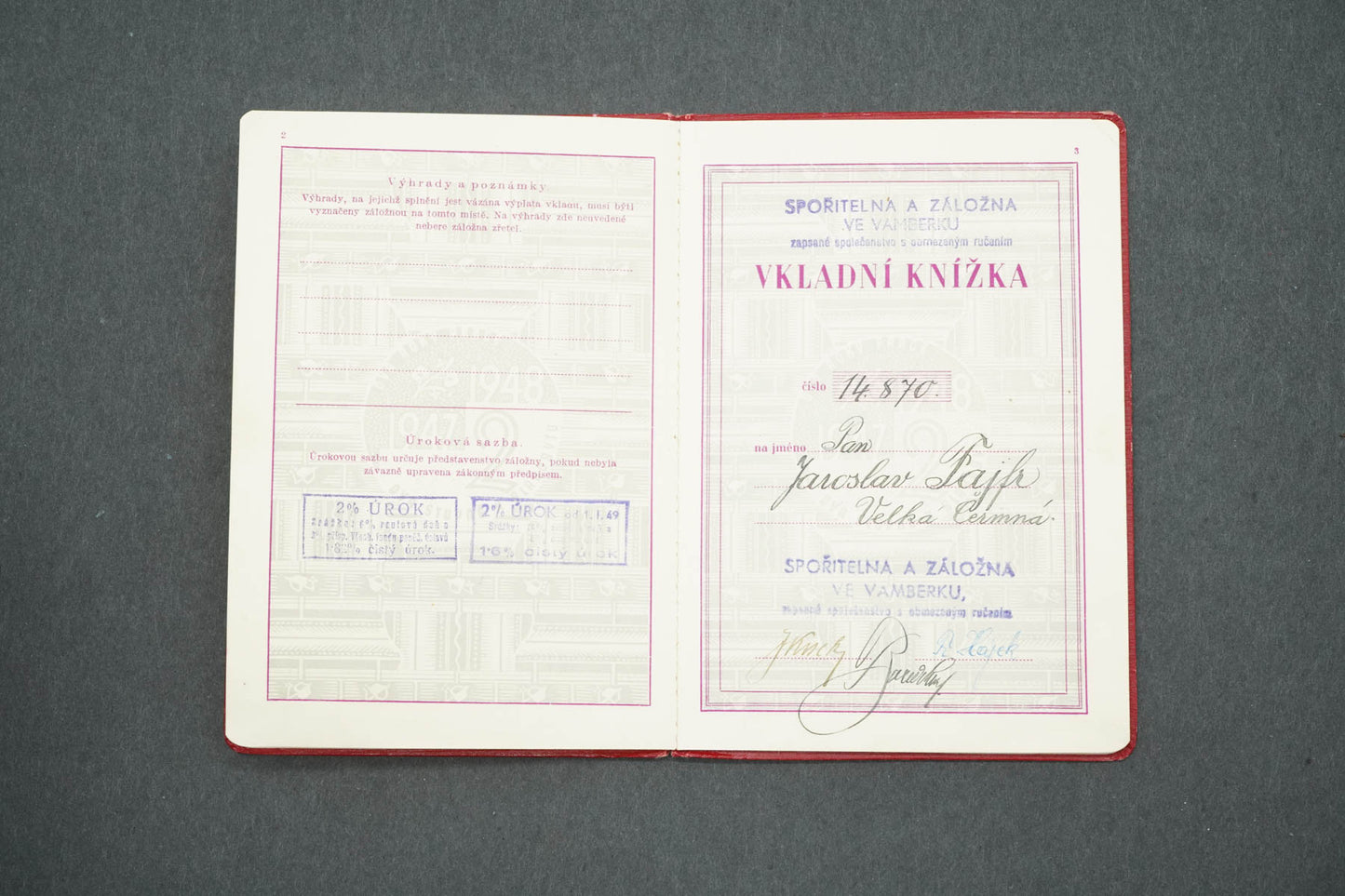 VKLADNÍ KNÍŽKA OBČANSKÁ ZÁLOŽNA VE VAMBERKU (x14982)