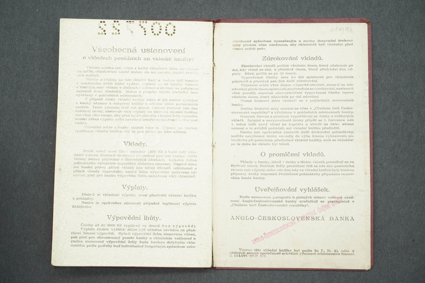 VKLADNÍ KNÍŽKA ANGLICKO ČESKOSLOVENSKÁ BANKA (x14996)