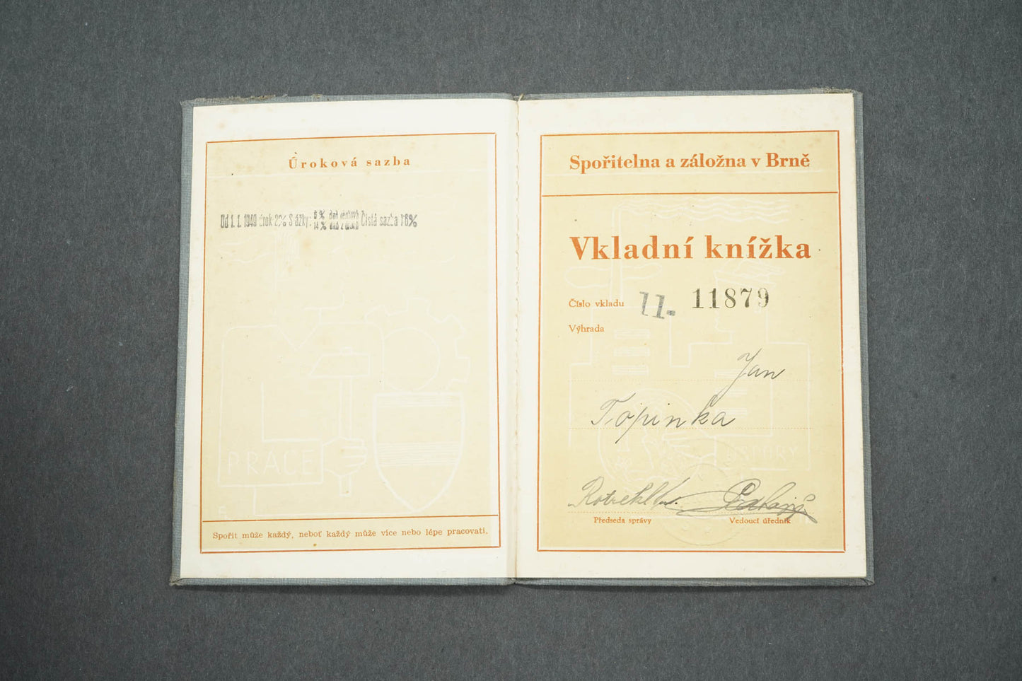 VKLADNÍ KNÍŽKA SPOŘITELNA A ZÁLOŽNA V BRNĚ (x15017)