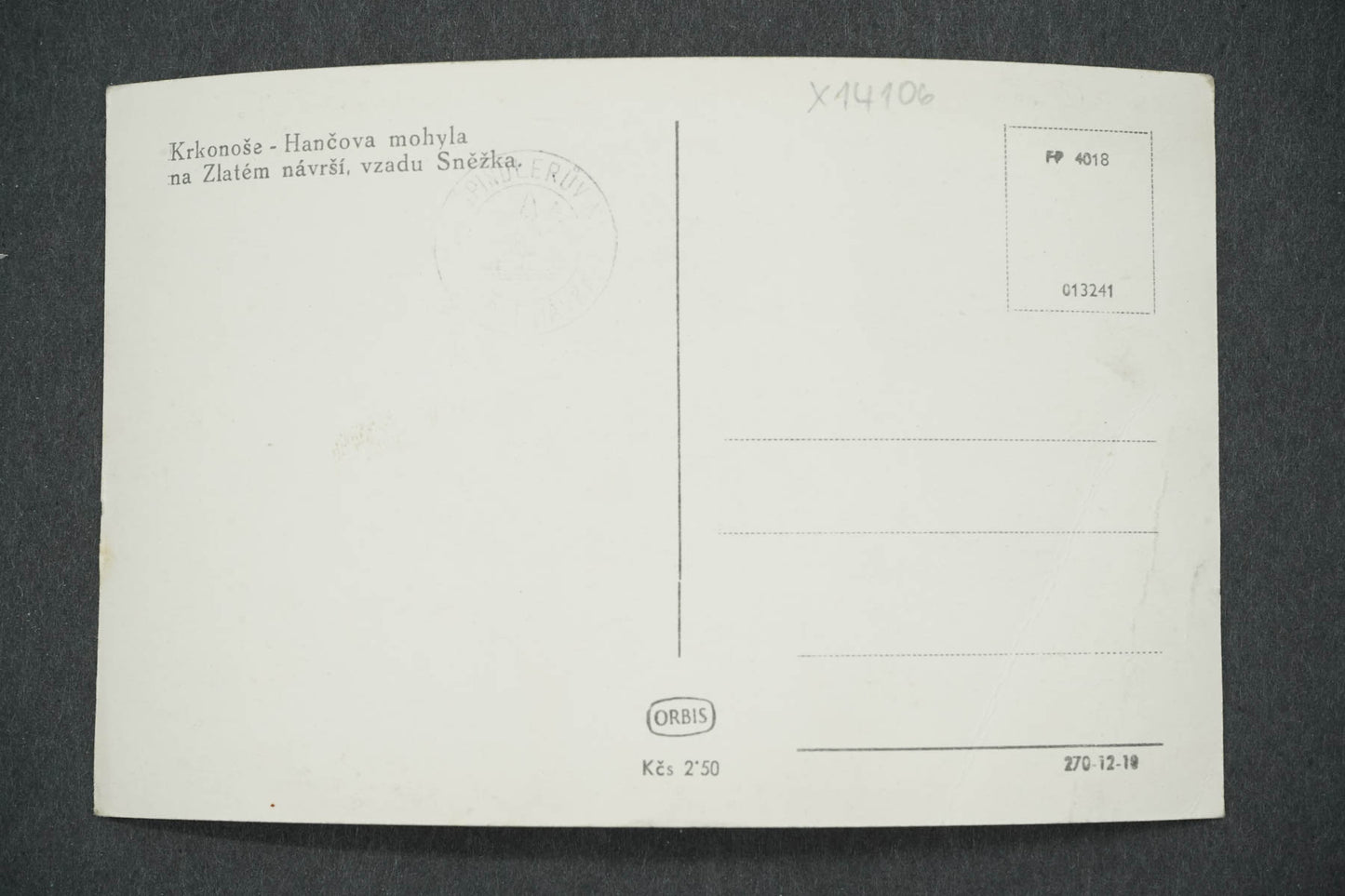 Pohlednice KRKONOŠE - HANČOVA MOHYLA NA ZLATÉM NÁVRŠÍ (x14106)